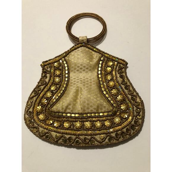 Vintage 50s 60s Beaded Purse Made In Hong Kong Plastic Ring Handled Clutch Bag - Picture 2 of 5